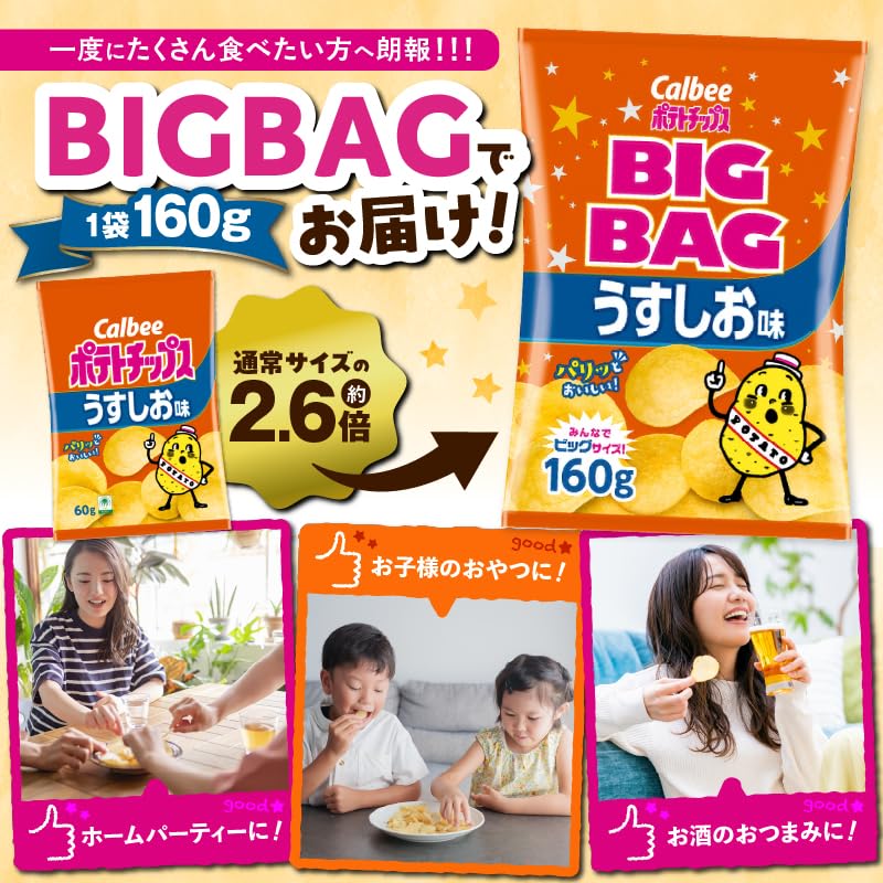 Amazon.co.jp: カルビー BIG BAG ポテトチップス うすしお味 160g×12袋